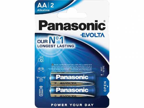 PANASONIC Alkali-Batterien Evolta Mignon AA 1,5 V, VPE 2 Stück