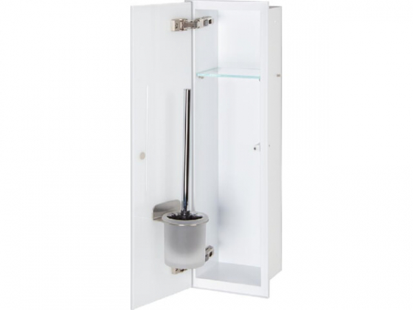 WC-Wandcontainer Weiß beschichtet komplett Zero 600 1 weiße Glastüre links