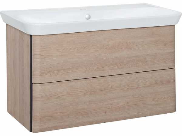 Waschtischunterschrank SURI2 mit Waschtisch aus Keramik Eiche Dekor Cashmere, 2 Auszüge, 1200x721x492mm