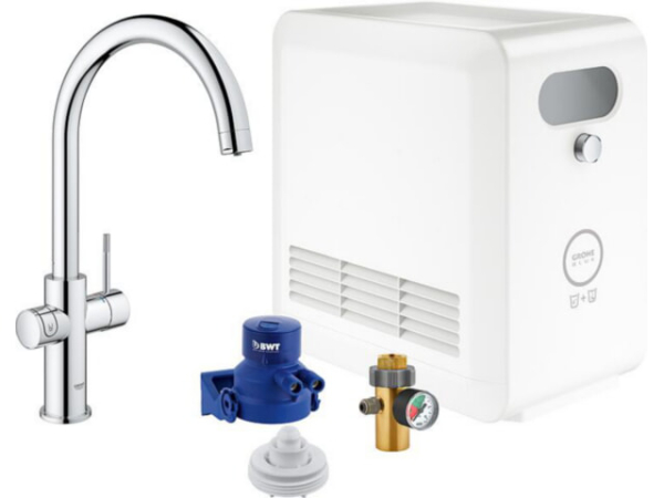 Spültischmischer Grohe Blue Professional Starter Kit, C-Auslauf chrom mit Kühler