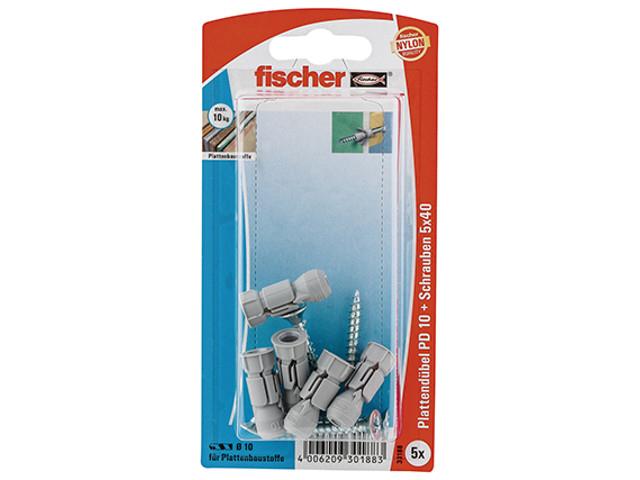 Fischer 30188 Plattendübel PD 10 S mit Schraube Fischer 30188 Plattendübel PD 10 S mit Schraube