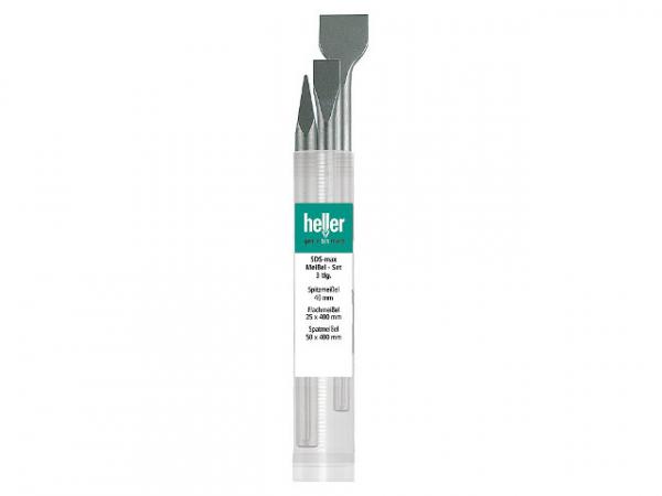 Meißelset HELLER® 3-tlg mit SDS-max Aufnahme Spitz-, Flach - und Spatmeißel