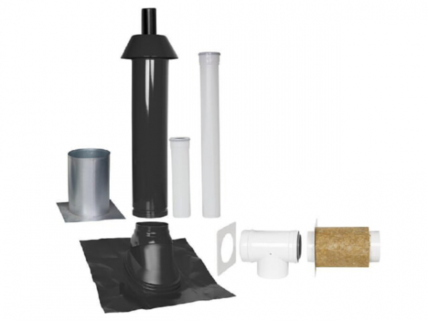 Grundpaket Unifix 165, Schrägdach, 25° - 45°, DN 80/125 schwarz,1,0m