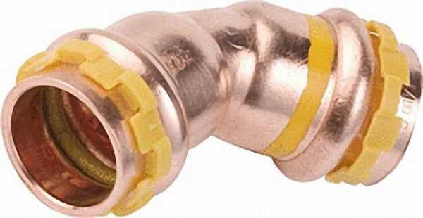 Kupfer Pressfitting Gas Bogen 45° D: 15mm PG 5041 Gas, i/i
