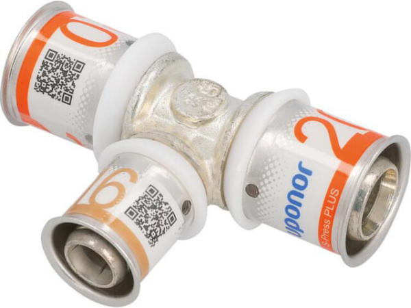 Uponor S-Press PLUS T-Stück reduziert Ø25mm-Ø16mm-Ø20mm