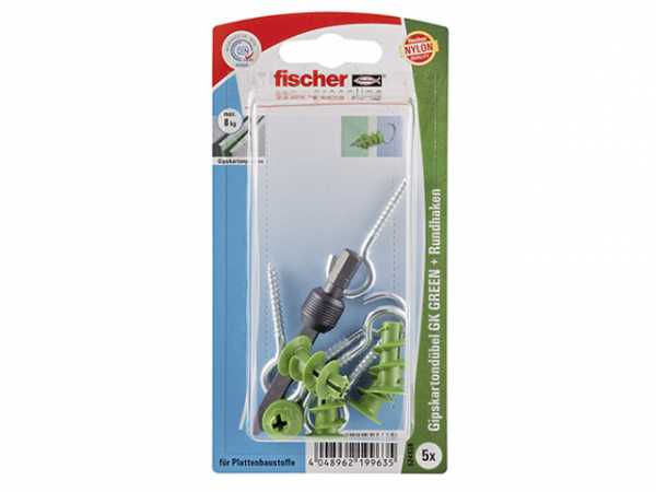 Fischer 524839 Gipskartondübel GK GREEN RH mit Rundhaken SB-Programm