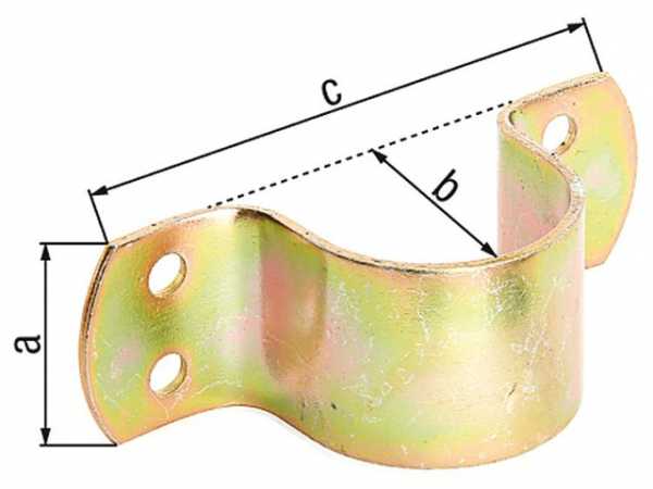 Rohrschelle für d=44,5mm und 1 3/4', 40mm breit, gelb verz.