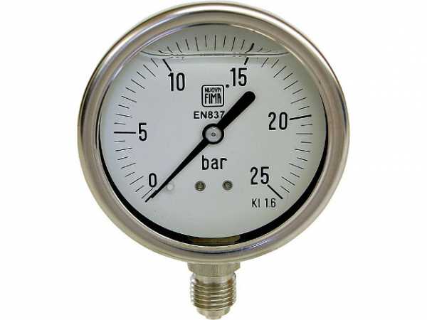 Manometer Chemie -1/0 bar, 63 mm für G1/4 DN 8 1/4" radial, in Chemie-Ausführung