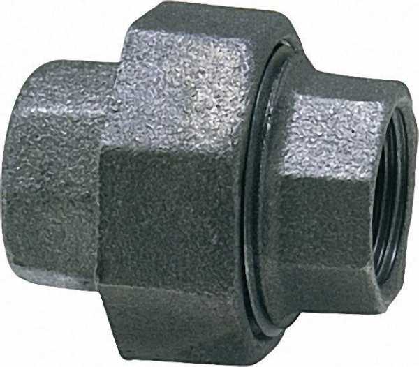 Tempergussfitting, schwarz Verschraubung 3/4'' (i/i) Typ 330, flachdichtend
