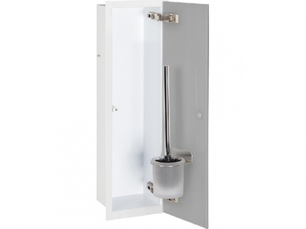 WC-Wandcontainer Weiß beschichtet Flat 450 1 graue Glastüre recht