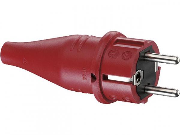 Gummi-Schutzkontaktstecker rot, 16A 250V IP 44