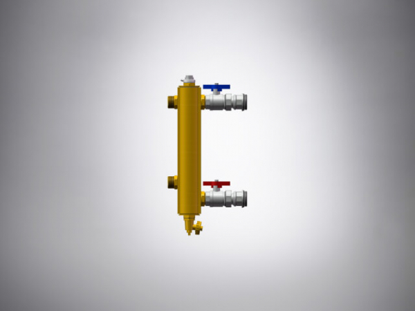 Thermoweiche 5/4" mit Kugelhähnen für EMPUR Messing Verteiler HKV-G