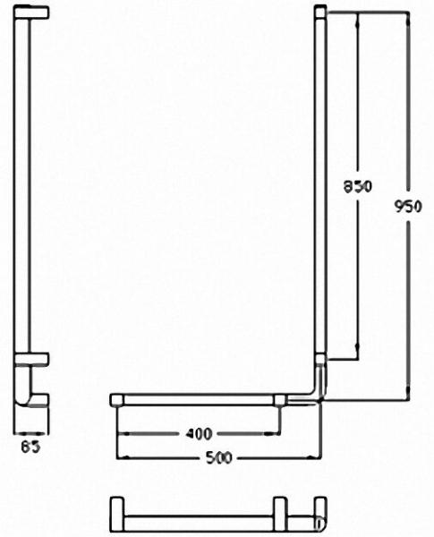 Winkelgriff Serie Cavere aus Alu., Anthrazit-Metallic 95, 950x500mm, 90°, rechte Ausführung