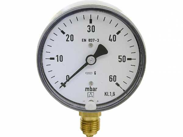 Kapselfedermanometer KP 63. 6 1/4" 0-400 mbar DN 8 1/4" radial