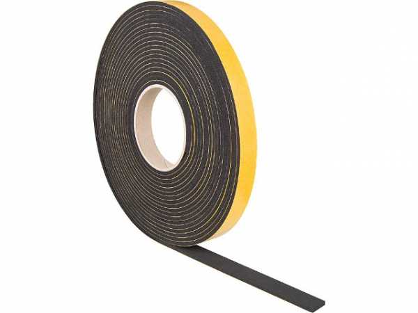 Zellgummi-Streifen selbstklebend, schwarz B: 20 mm, S: 4 mm, L: 10 m