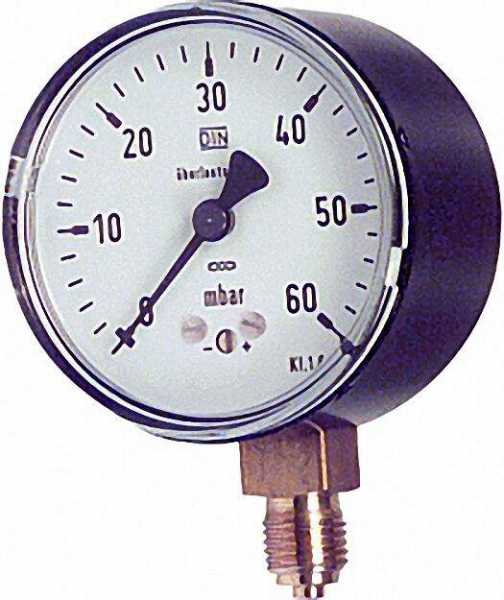 Kapselfedermanometer KP 63. 3 1/4'' rad. 0-60 mbar