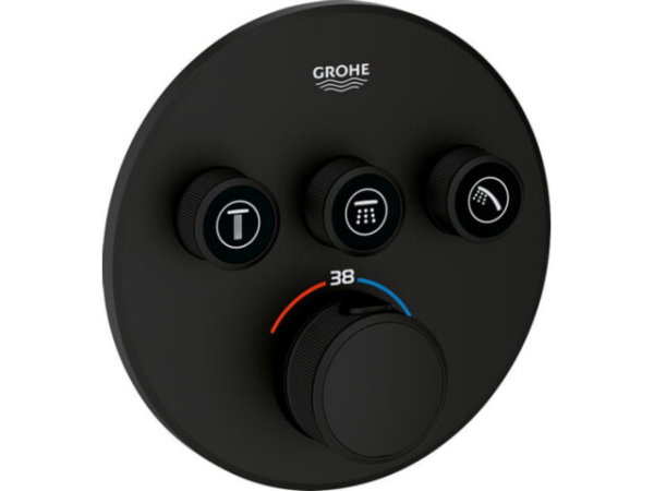 UP-Thermostat Grohe Grohtherm SmartControl phantom black mit 3 Absperrventilen