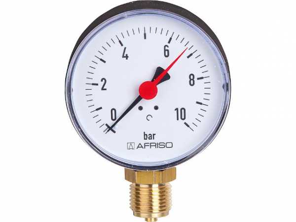 Manometer RF 80 1/2" 0-10 bar Anschluss radial Rohrfeder-Manometer DN 15 1/2" radial