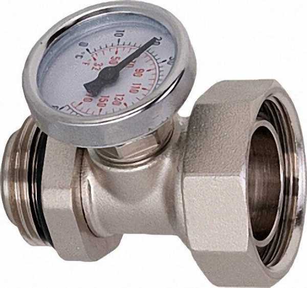 Anschlussverschraubung DN 25 selbstdichtend mit drehbarem Thermometer