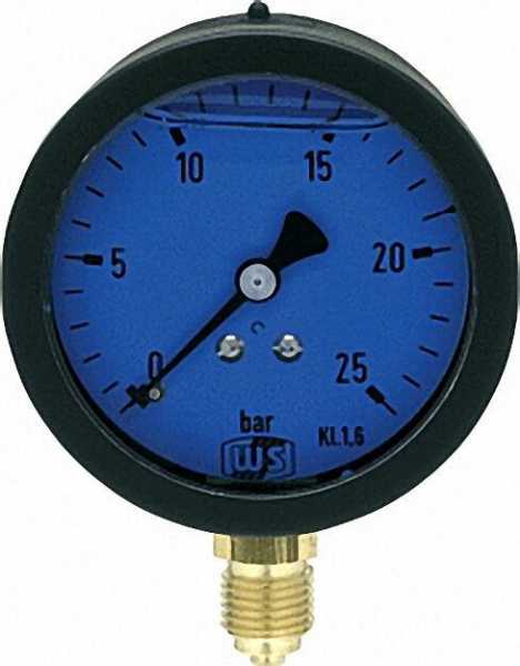 Öldruckmanometer mit Glyzerin- dämpfung 0-25 bar 63mm 1/4'' unten