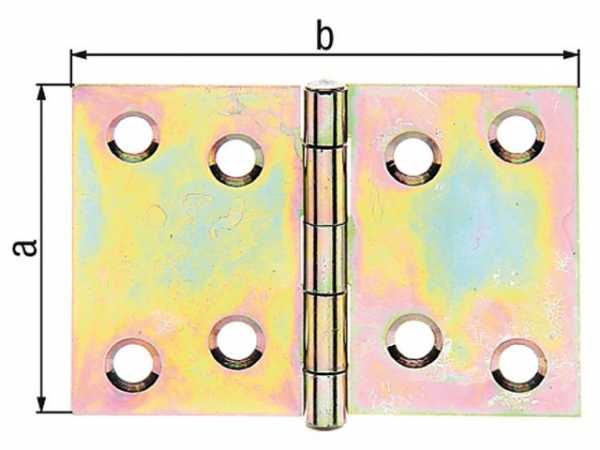 Scharnier, 50x74x1mm gelb verzinkt