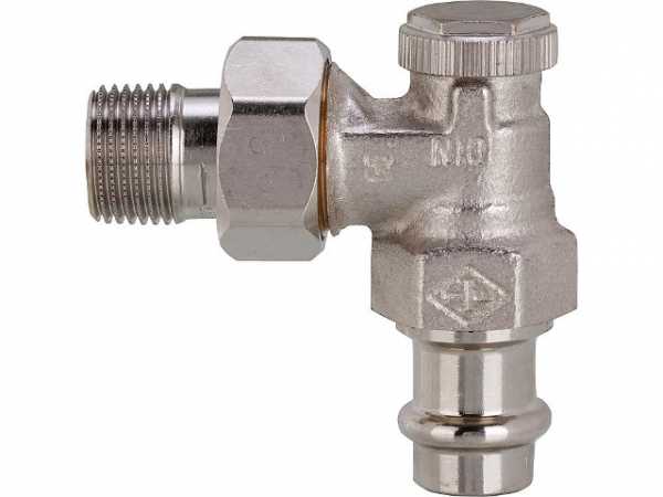 Heimeier 0345-15.000 Eck Heizkörper-Rücklaufverschraubung mit Viega Pressanschluss 15mm EAR 15 (1/2'')