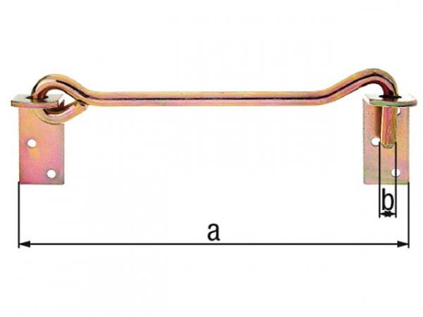 Sturmhaken mit Gegenplatte zum Anschrauben,280mm,d=12mm, gelb verzinkt