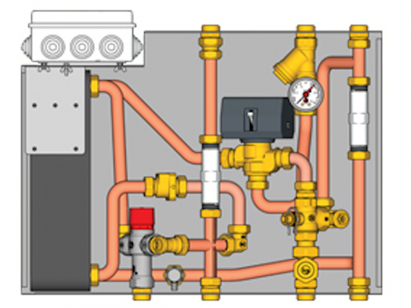 Giacomini GE556Y303 Wohnungsübergabestation mit dezentraler Warmwasserproduktion 3/4" - 58 KW TH-Steuerung