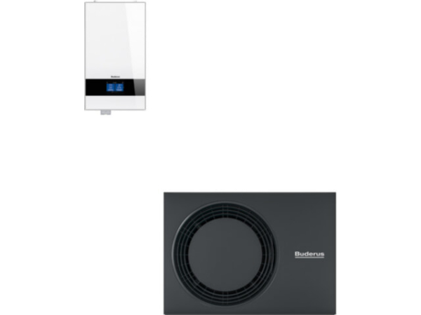 Buderus Luft-Wasser-Wärmepumpe Logano plus M WLW186i-5 AR E Paket Heizen und Kühlen 12 kW mit Logamatic BC400 MX400