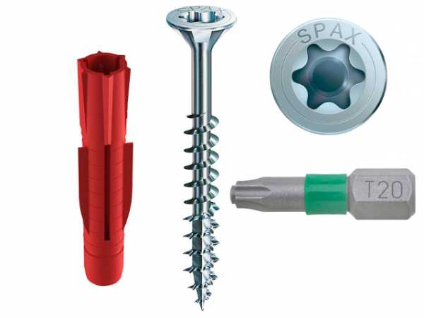 TOX Allzweckdübel Tri 6/51 KT mit Senkkopfschraube SPAX Teilgewinde 5,0x70 mm BIT T20, VPE 100 Stück