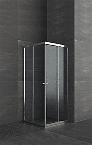 Duschkabine mit Eckeinstieg, Aluschienen silber, 4mm Sicherheits-Glas, 890x790x1850mm, Einstieg 450m