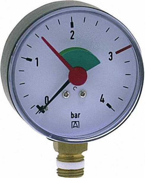 Heizungsmanometer radial 63mm durch, 1/4'' mit selbstdicht. Teflonring
