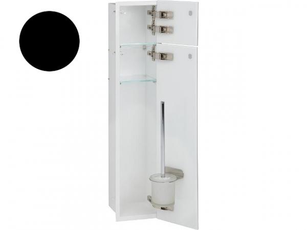 WC Wandcontainer Unterputz, innen weiß, 2 schwarze Glastüren, 1 Leerfach, BxH: 180x825 mm, Anschlag rechts, Einbaucontainer Wandnische Edels