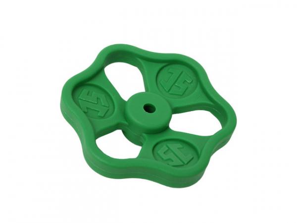 Handrad mit Schraube und Button, 70x6, aus Polyamid, in der Farbe grün