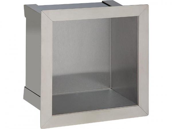 Wandnische Edelstahl, Reserve-Papierrolle, Tiefe 100 mm, BxH: 180 x180 mm Bad Edelstahl-Wandeinbaunische