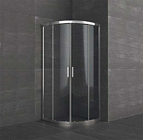 Duschkabine 1/4-Kreis, R=550mm, Drehtüren gebogen, Sicherheits-Glas 6mm, 800x1950mm, Einstieg 415mm