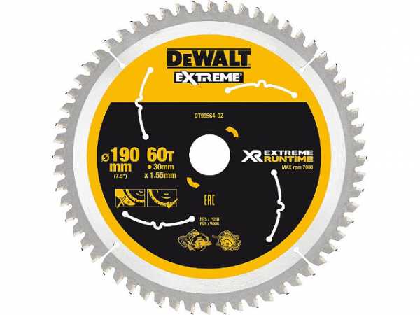 Kreissägeblatt DeWalt, DT99564 XR Extreme Runtime 60Z 190/30mm f. Handkreissäge