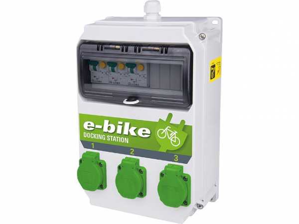 Ladestation e-Bike 250V/16A, 3x 6A FI/LS TypA 30mA BxTxH 222x114x255mm