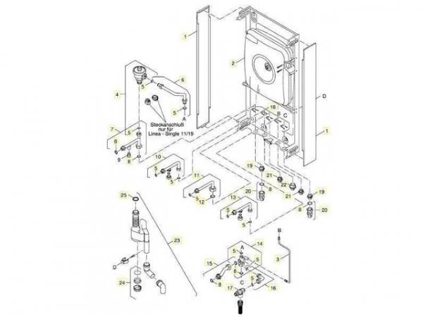 Buderus 7100816 Anschlussrohr Brauchwassereing Lin-K23