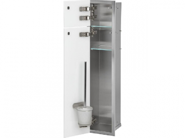 WC-Wandcontainer Edelstahl komplett Zero 800 2 weiße Glastüren links