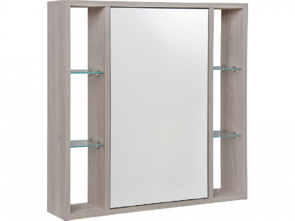 Spiegelschrank Lucky m. offenen Seitenteile und 1 Türe, mit E-Box, Ulme Rousseau, 740x750x160mm
