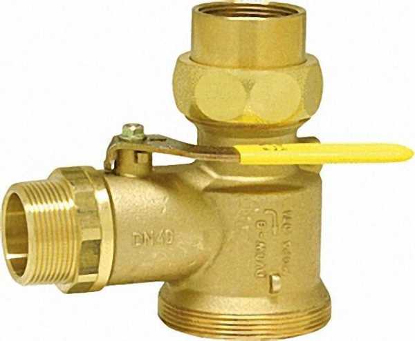 Gasabsperrkugelhahn DN 40 (1 1/2'') für Einrohrgaszähler mit Prüföffnung