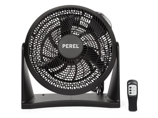 Bodenventilator Ø 30 cm 45 W Schwarz mit Fernbedienung und Timer Wandmontage