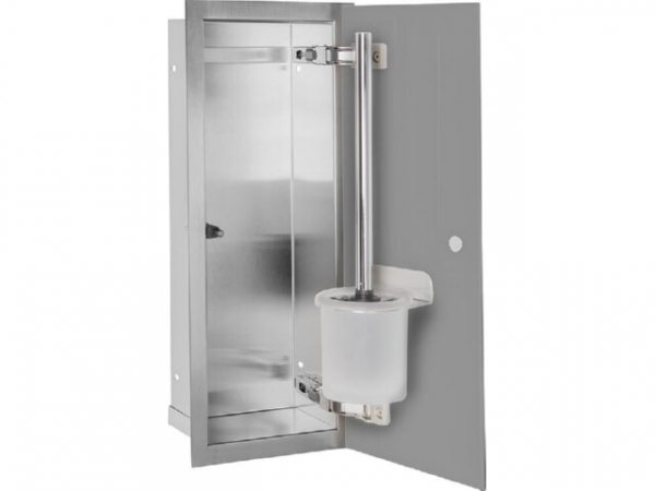 WC-Wandcontainer Edel.gebürstet Flat 450 1 graue Glastüre recht