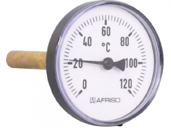 Heizungsthermometer Bimetall 80 mm Gehäuse, 100 mm Fühler