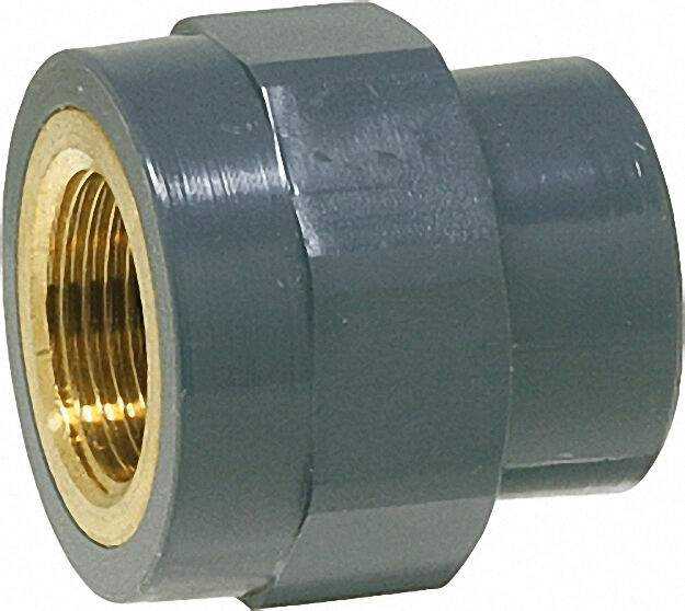 Pvc-u - Klebefitting Übergangs-Gewindemuffe, 63mm x 2'', IG, Rotguß ve Pvc-u - Klebefitting Übergangs-Gewindemuffe, 63mm x 2'', IG, Rotguß ve