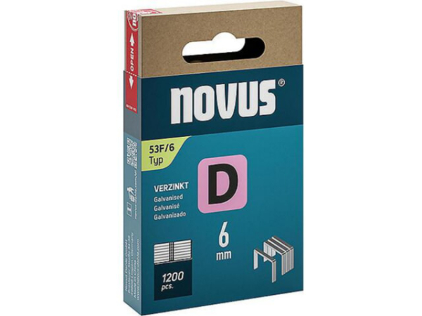 Flachdrahtklammer Novus Typ F 53F/6 verzinkt VPE: 1200 Stück