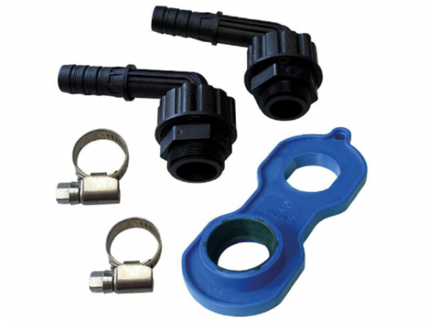 Zapfadapter-Set für Wasserhähne, M22 x DN20(3/4') und M24 x DN20(3/4'), mit zwei Schlauchschellen und Perlstrahlregler-Schlüssel