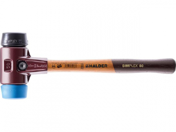 SIMPLEX-Schonhammer Halder mit TE-Gehäuse und Holzstiel, Gummikomposition/TPE-soft, Ø 30 mm