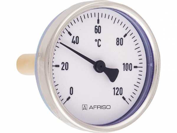 AFRISO Bimetall-Zeigerthermometer 0 - 120°C, 1/2", 63 mm, Stahlblechgehäuse